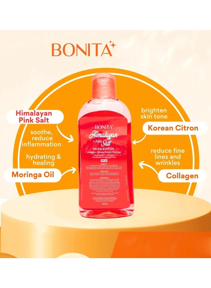 بونيتا زيت بونيتا هيمالايا الوردي للوجه والجسم (كولاجين + سيترون كوري + مورينجا) ترطيب عميق - مضاد للشيخوخة بعامل حماية من الشمس 30، 100 مل - Image 2